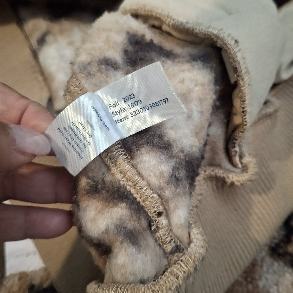 Marine Layer "Mason" Pattern High Pile Fleece Tan Geo Zip-Up Jacket Mens Large - Picture 12 of 13